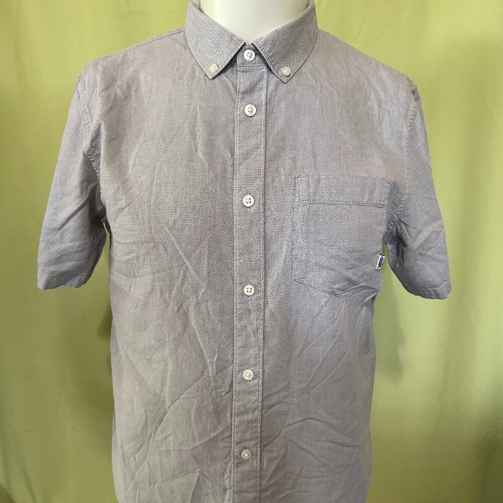 Vans Men's Gray Short Sleeve Button Front Shirt Size Small